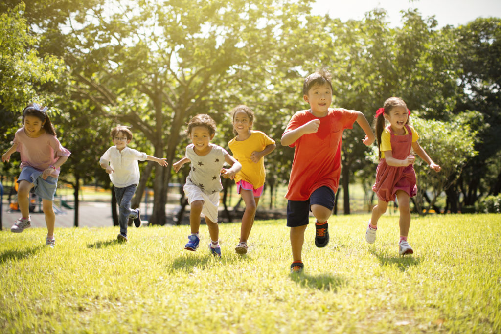 Kids running at Bible Camp